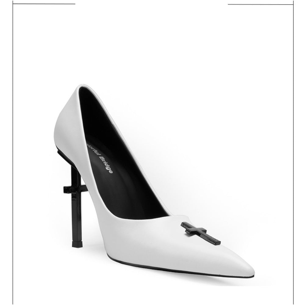 Colorful Bridge丨Crucifix Cross Series White Nun Women's High Heels