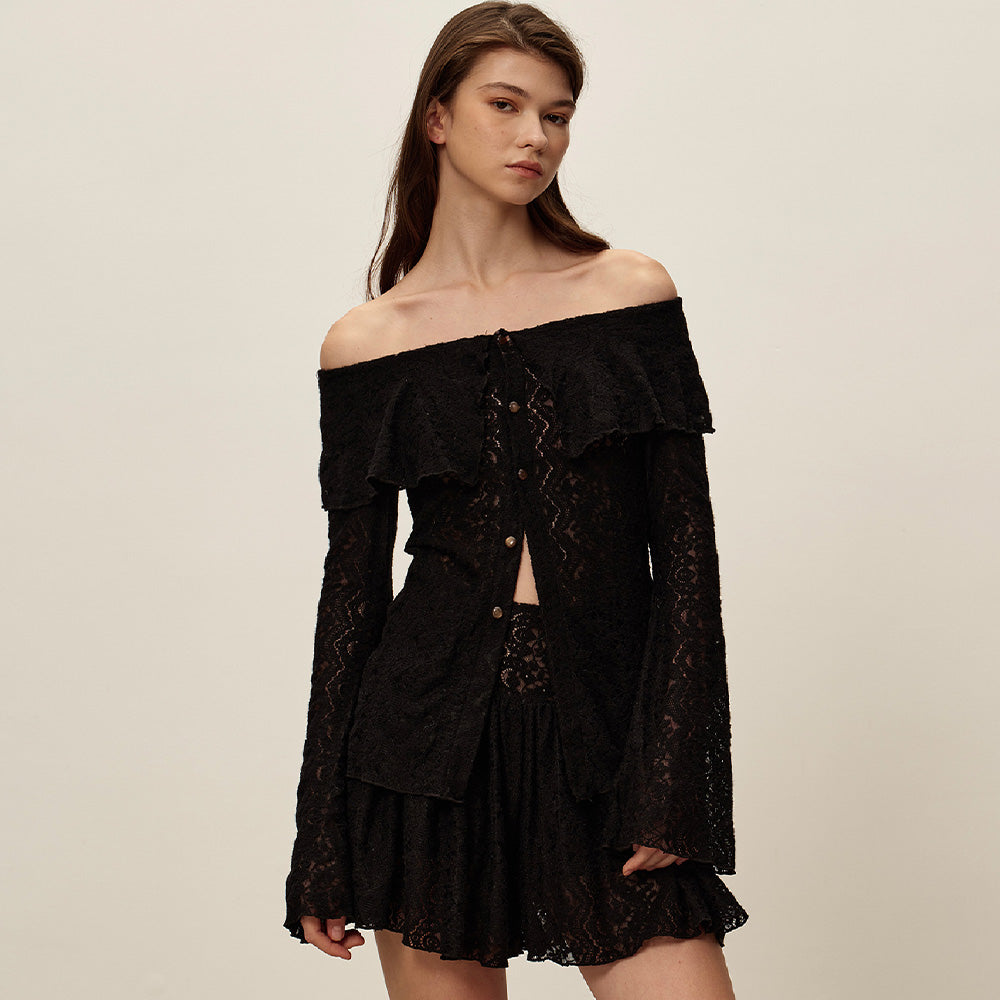 SIJIASUDIO Off-Shoulder Lace Shirt