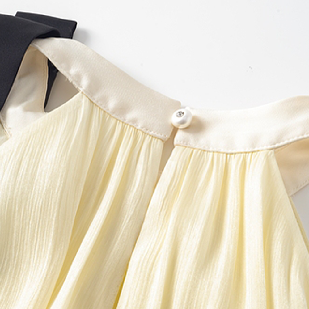 Three Quarters Yellow French Streamer Dress