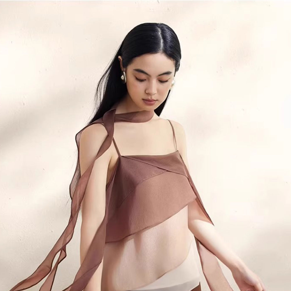SSPARKLING Gradient Sheer Cake Vest (With Ribbon)