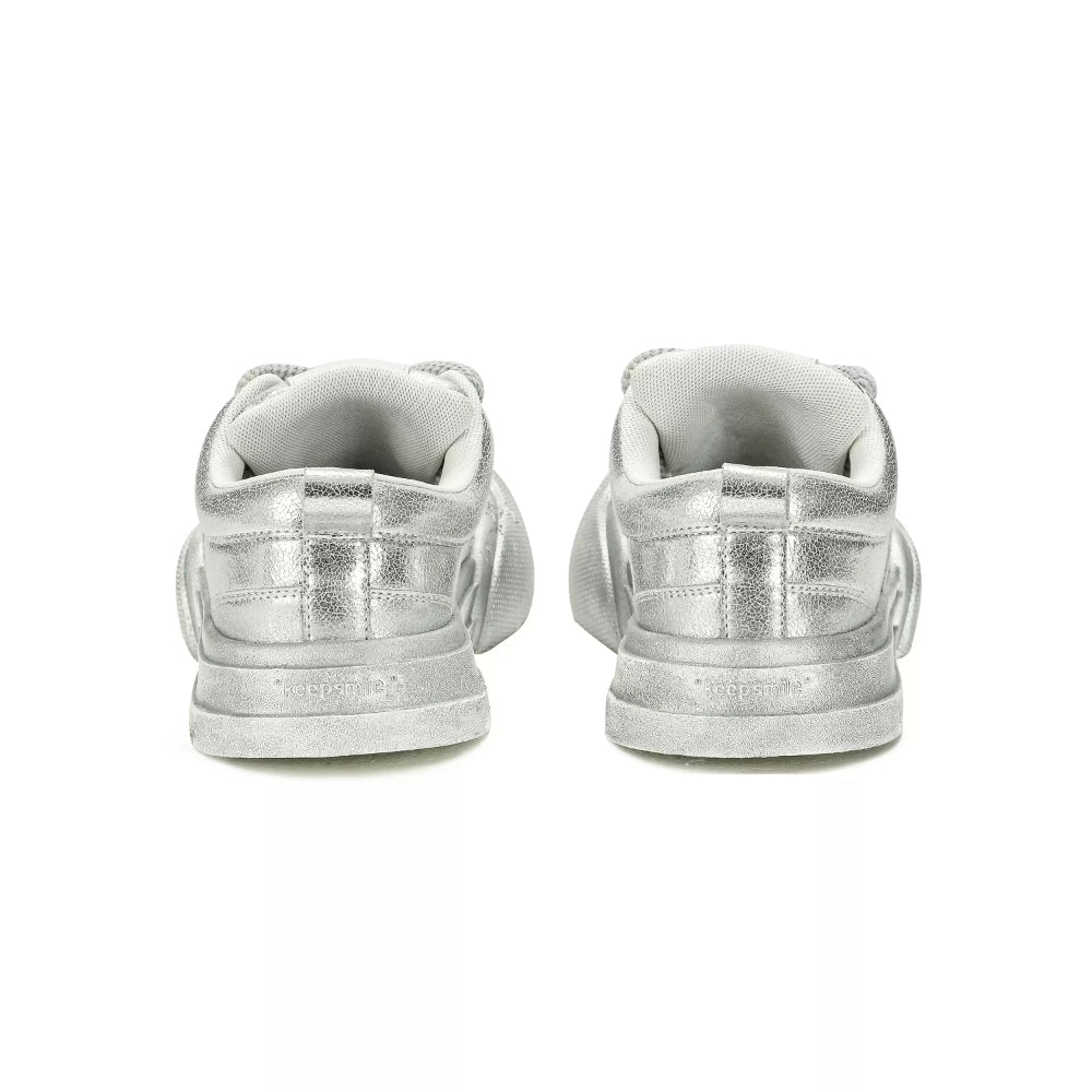 Ouder smiler open smile canvas shoes sliver