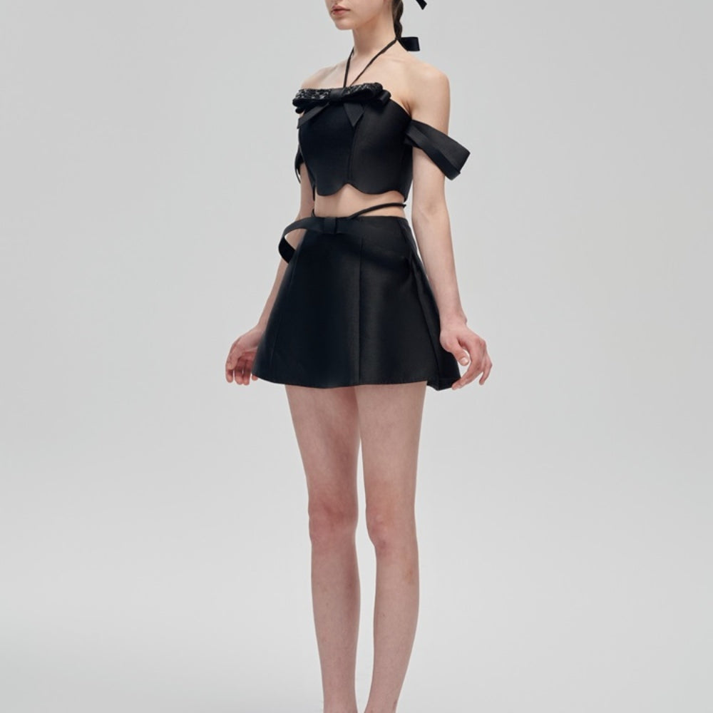 FA SOGNO Black Bow Dress Set