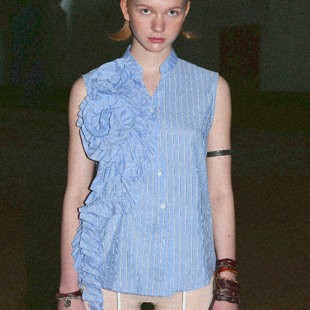 1COTHEN Striped Embroidered Shirt