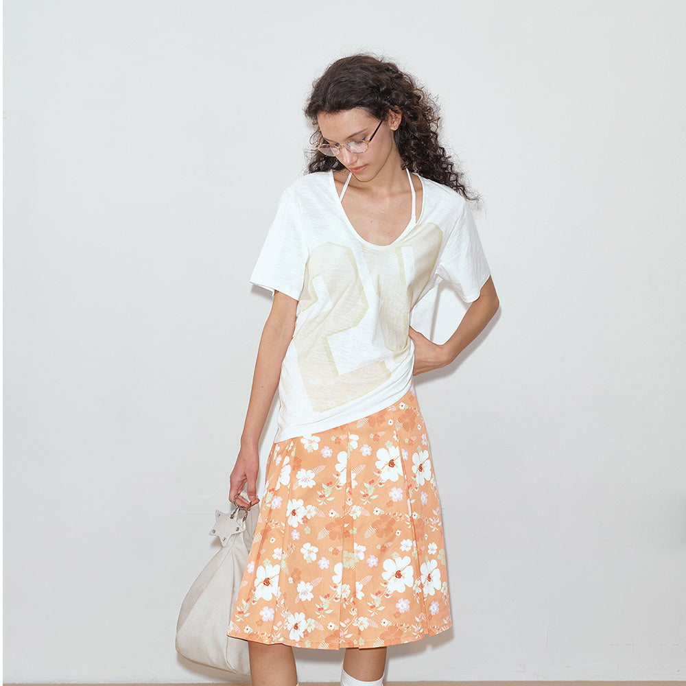 2AM POETRY Orange Floral Skirt