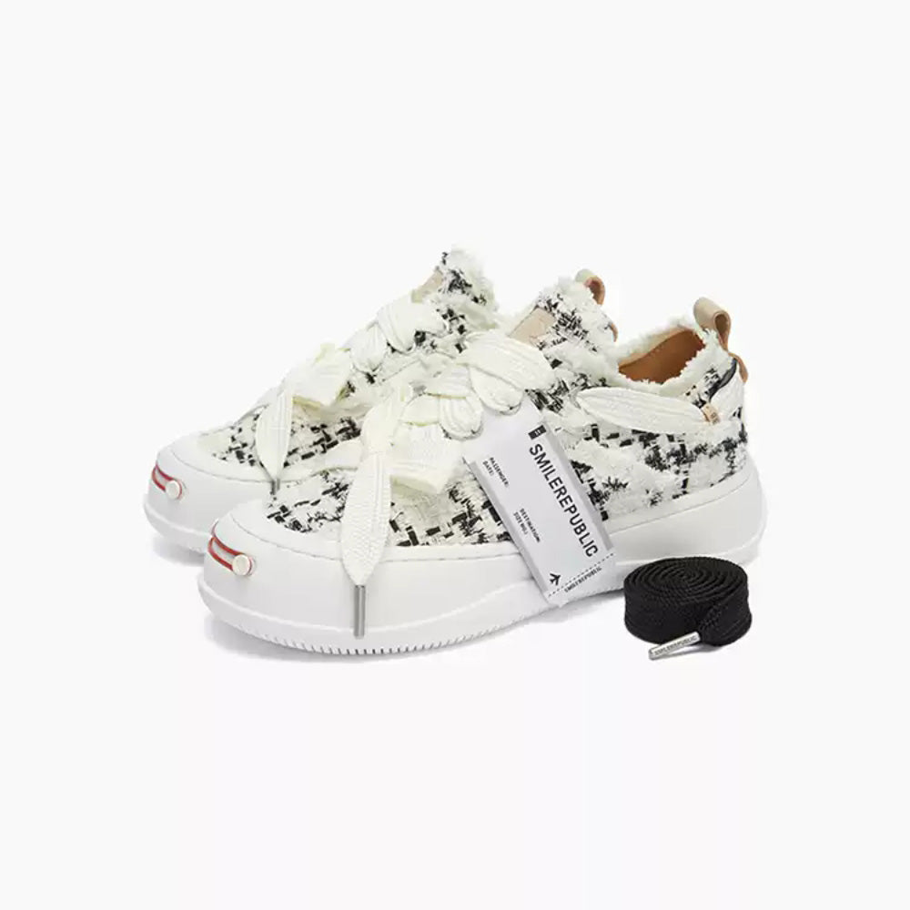 SMILEREPULIC open smile platform shoes black and white