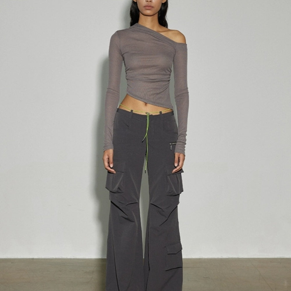 SANFRONTIERES Color-Block Parachute Pants