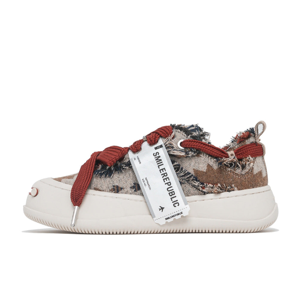SMILEREPULIC traditional low top open smile canvas shoes red