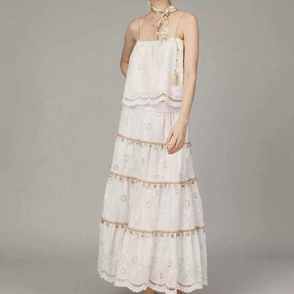 LACERTA Shell Fringe Skirt