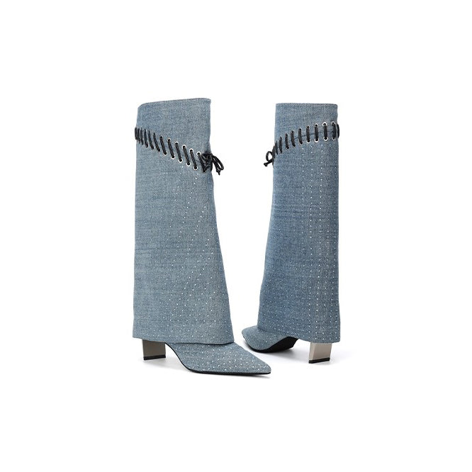 DAPHNE LAB [Sugar Cube Series] Pointed High Boots