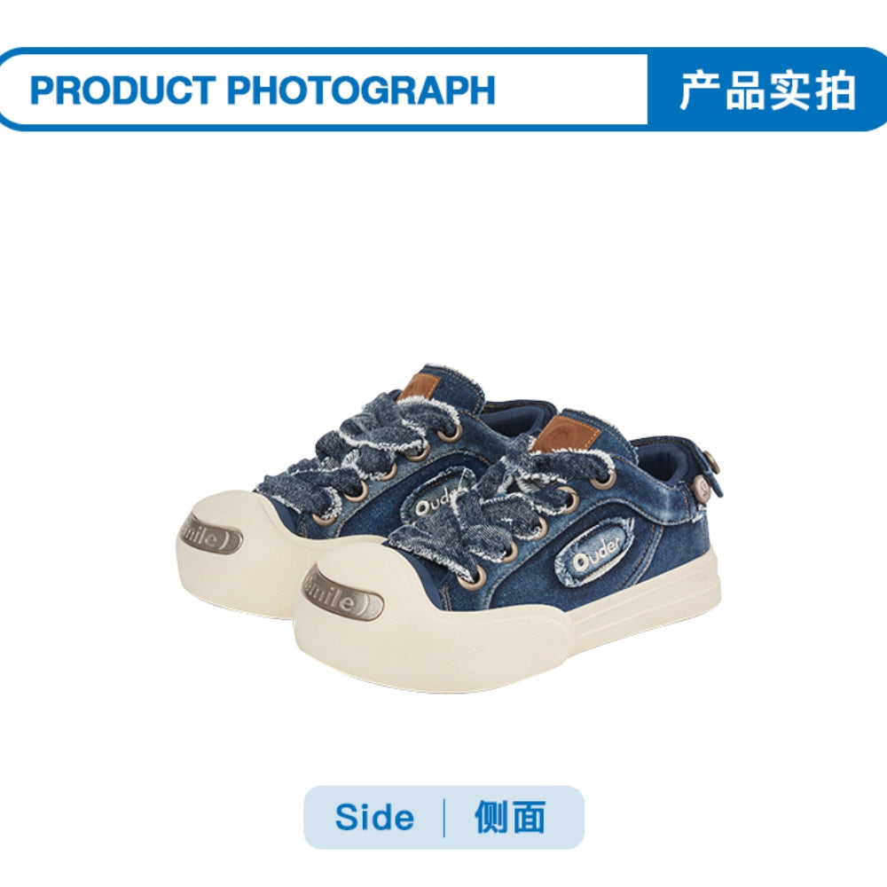Ouder smiler open smile canvas shoes blue