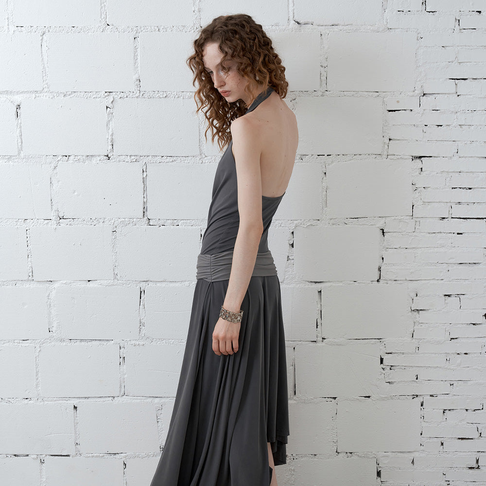 2AM POETRY Gray Draped Dress