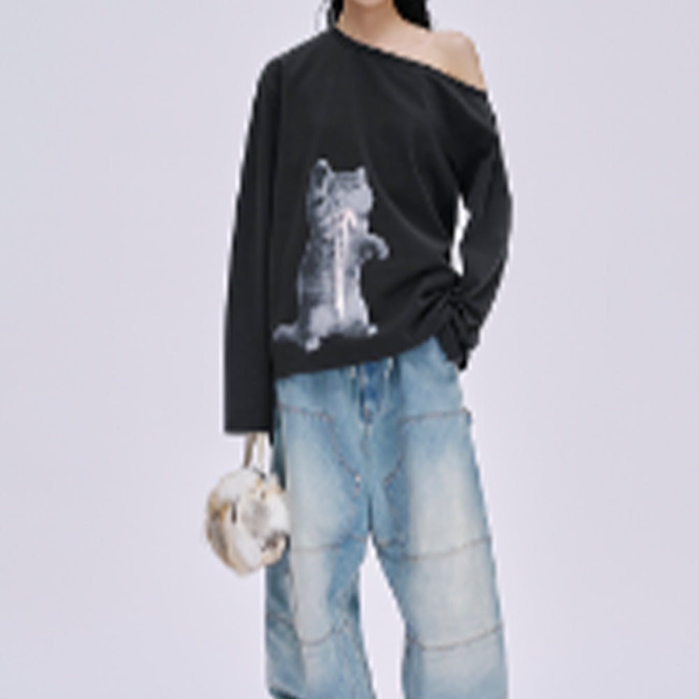 MARKGONG Cat Print Long Sleeve