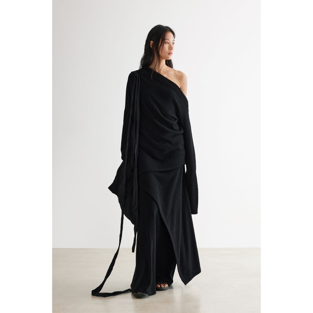 YUEXLIANG Simple asymmetric grained wool top