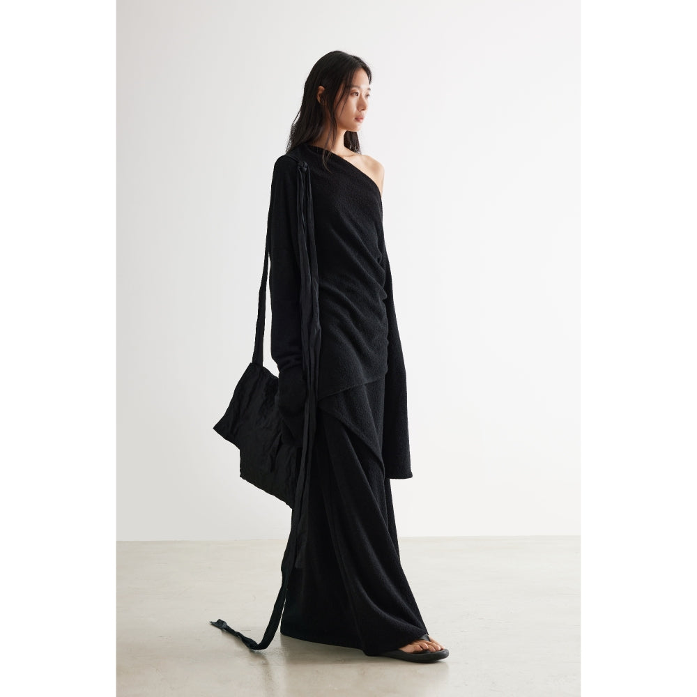 YUEXLIANG Simple asymmetric grained wool top