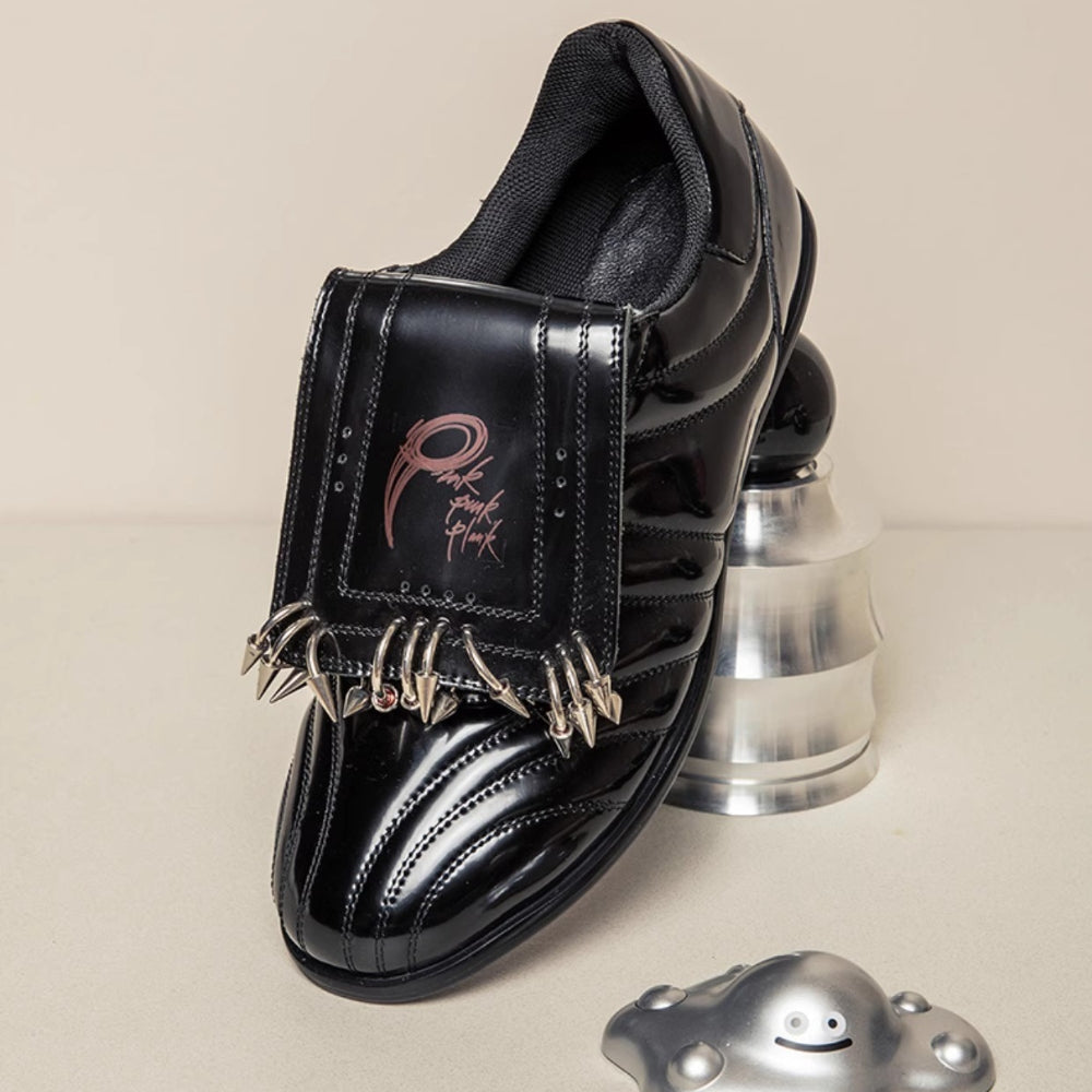 PINKPUNKPLANK shiny black punk sports sneakers