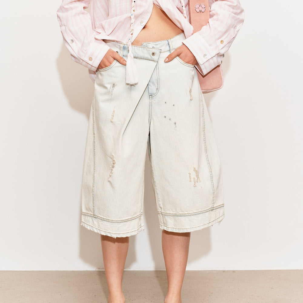 MEDIUM WELL Washed-out Denim Shorts