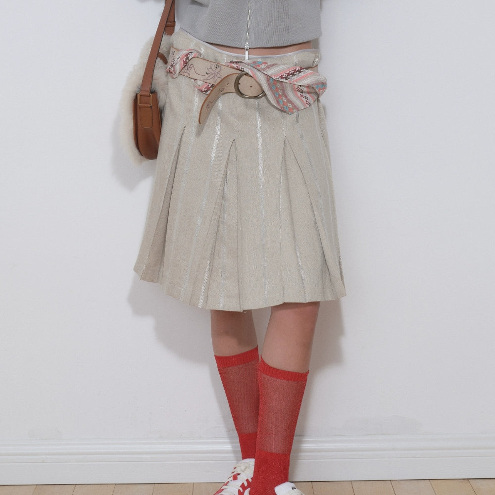 MEDIUM WELL Lurex Pleated Skirt