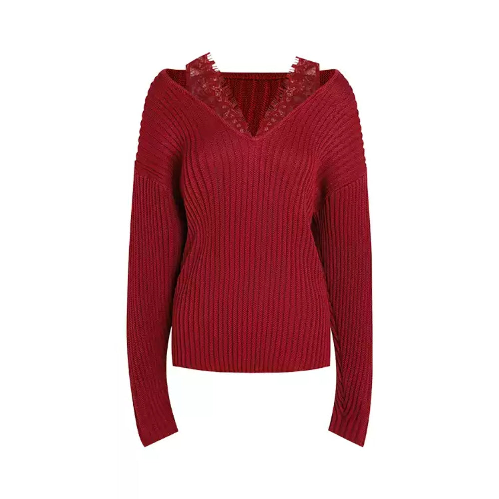 CNLEEWEI V-Neck Knit Top
