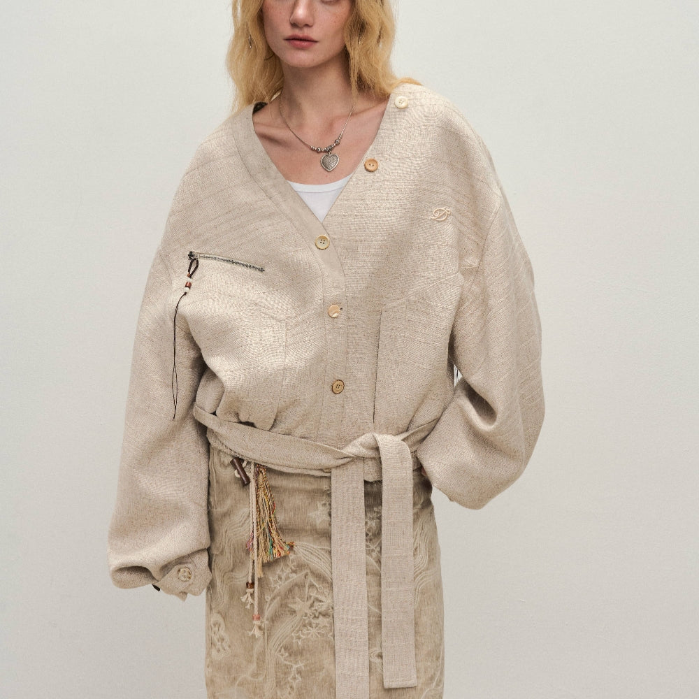 Dpercent丨Same style linen blend, reversible, linen shell color, streamlined cut