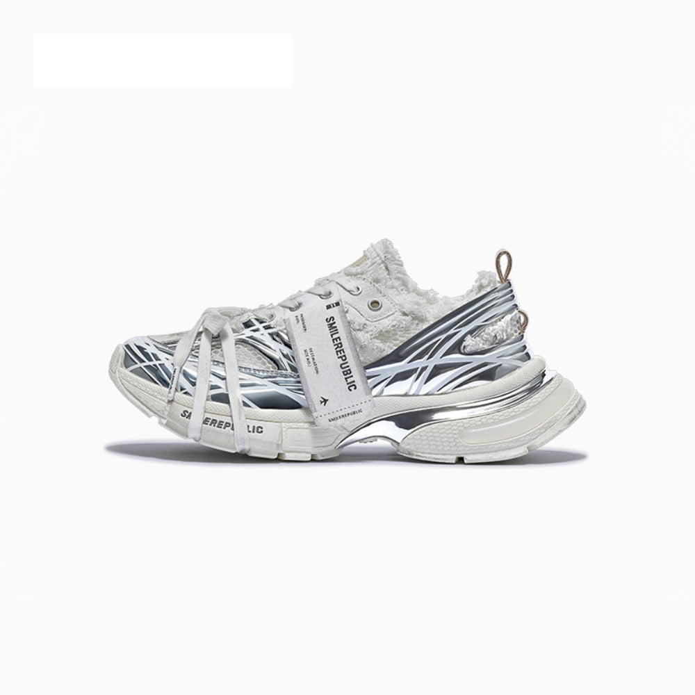 SMILEREPULIC silver white dad shoes skyline series