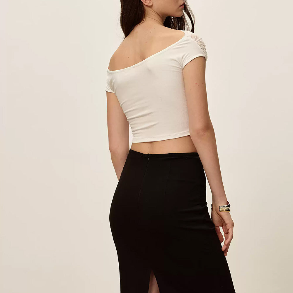 SIJIASUDIO Off-Shoulder Mesh Top