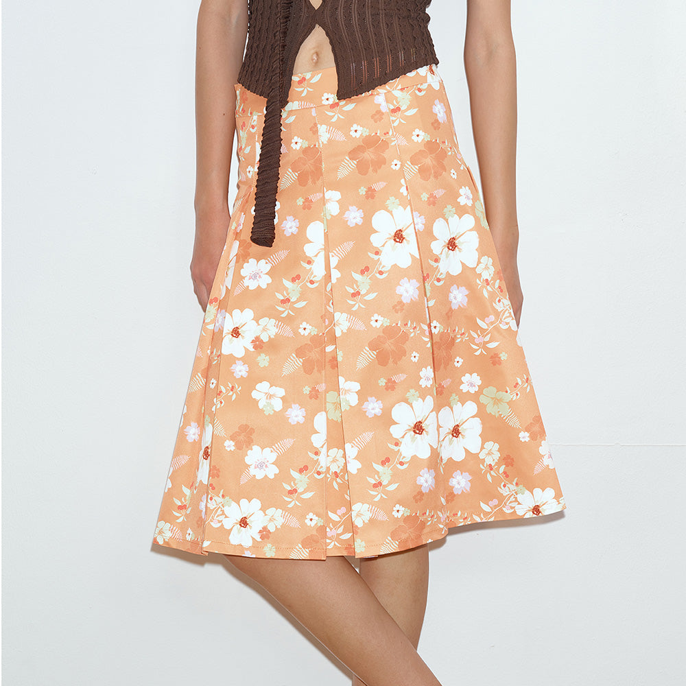 2AM POETRY Orange Floral Skirt