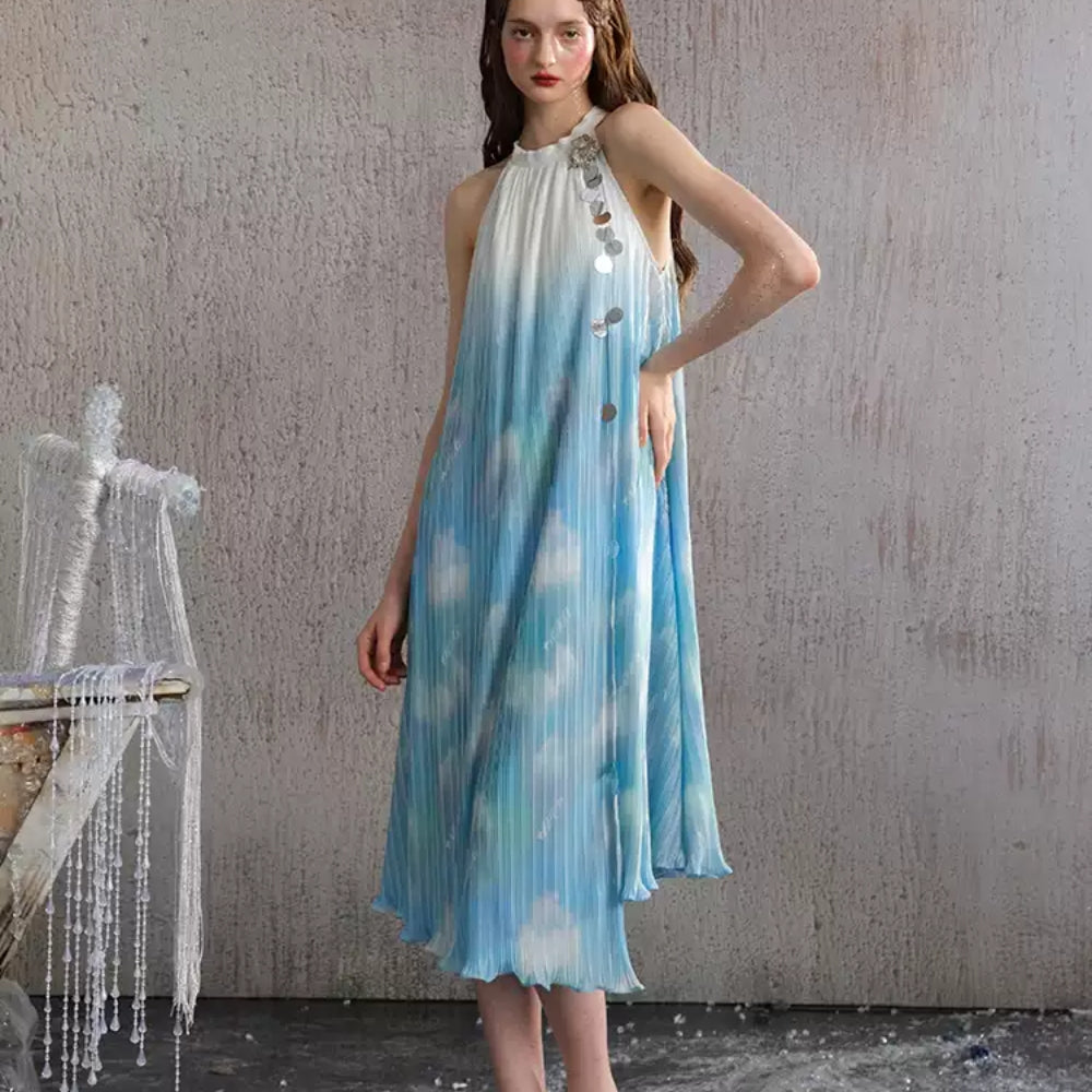 ARTE PURA Blue Halter Gown