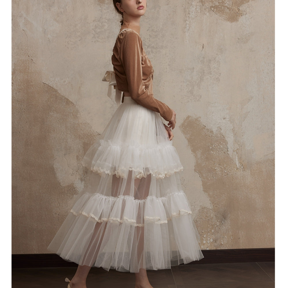 FA SOGNO White Tiered Gown