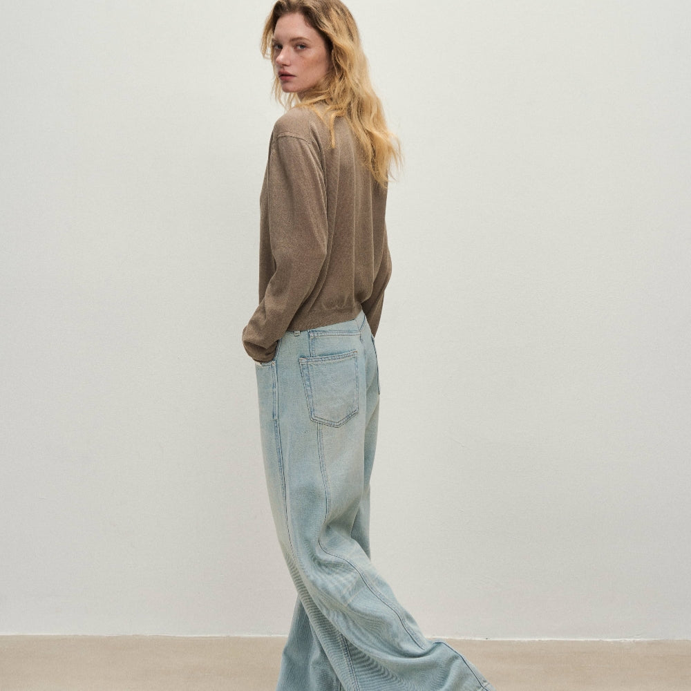 Dpercent丨Knitted straw-colored cool sunscreen long-sleeved cardigan