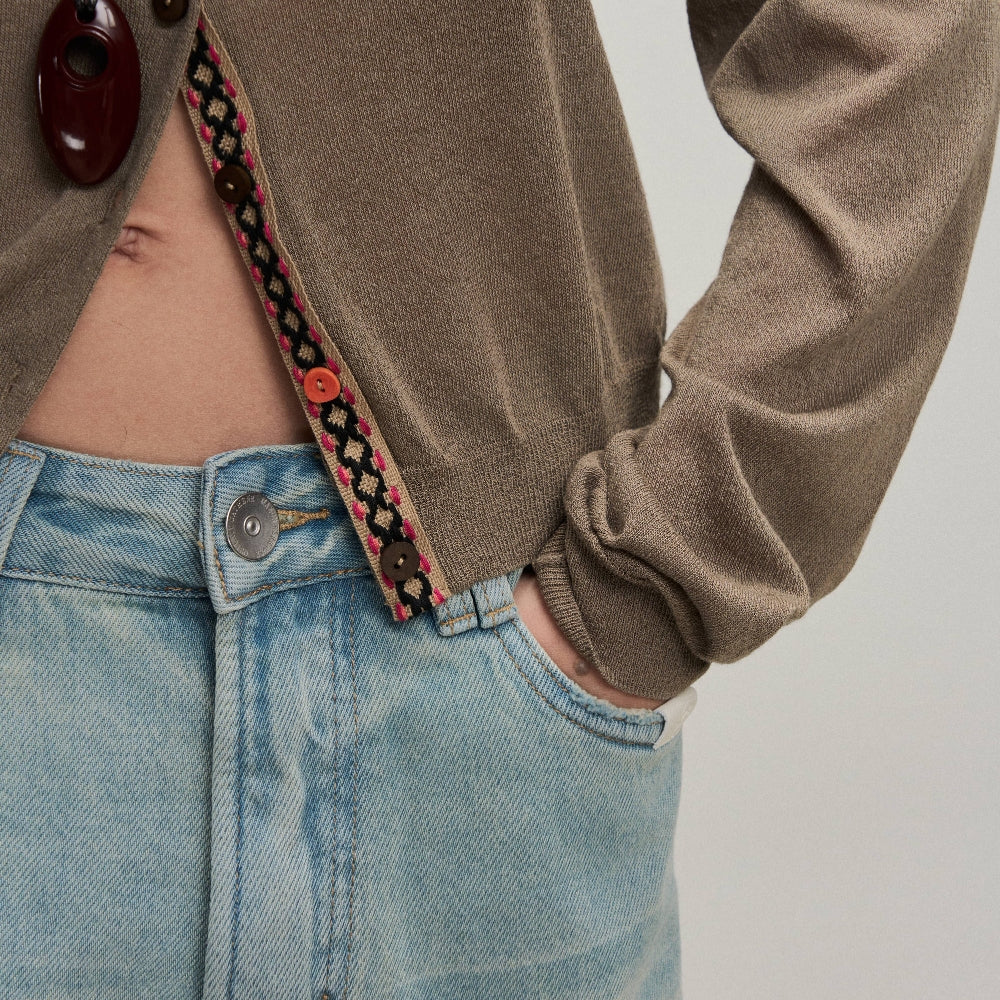 Dpercent丨Knitted straw-colored cool sunscreen long-sleeved cardigan