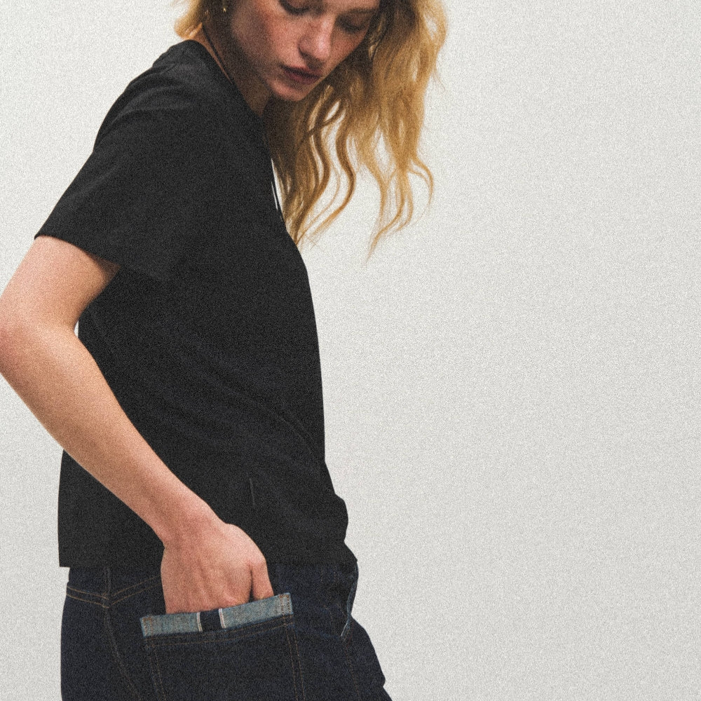 Dpercent｜Red-edge selvedge denim scimitar jeans