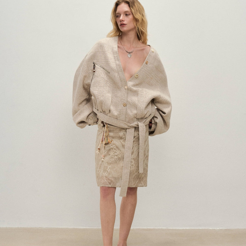 Dpercent丨Same style linen blend, reversible, linen shell color, streamlined cut