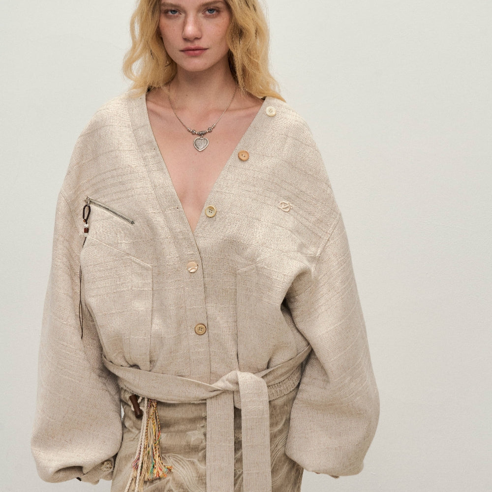 Dpercent丨Same style linen blend, reversible, linen shell color, streamlined cut