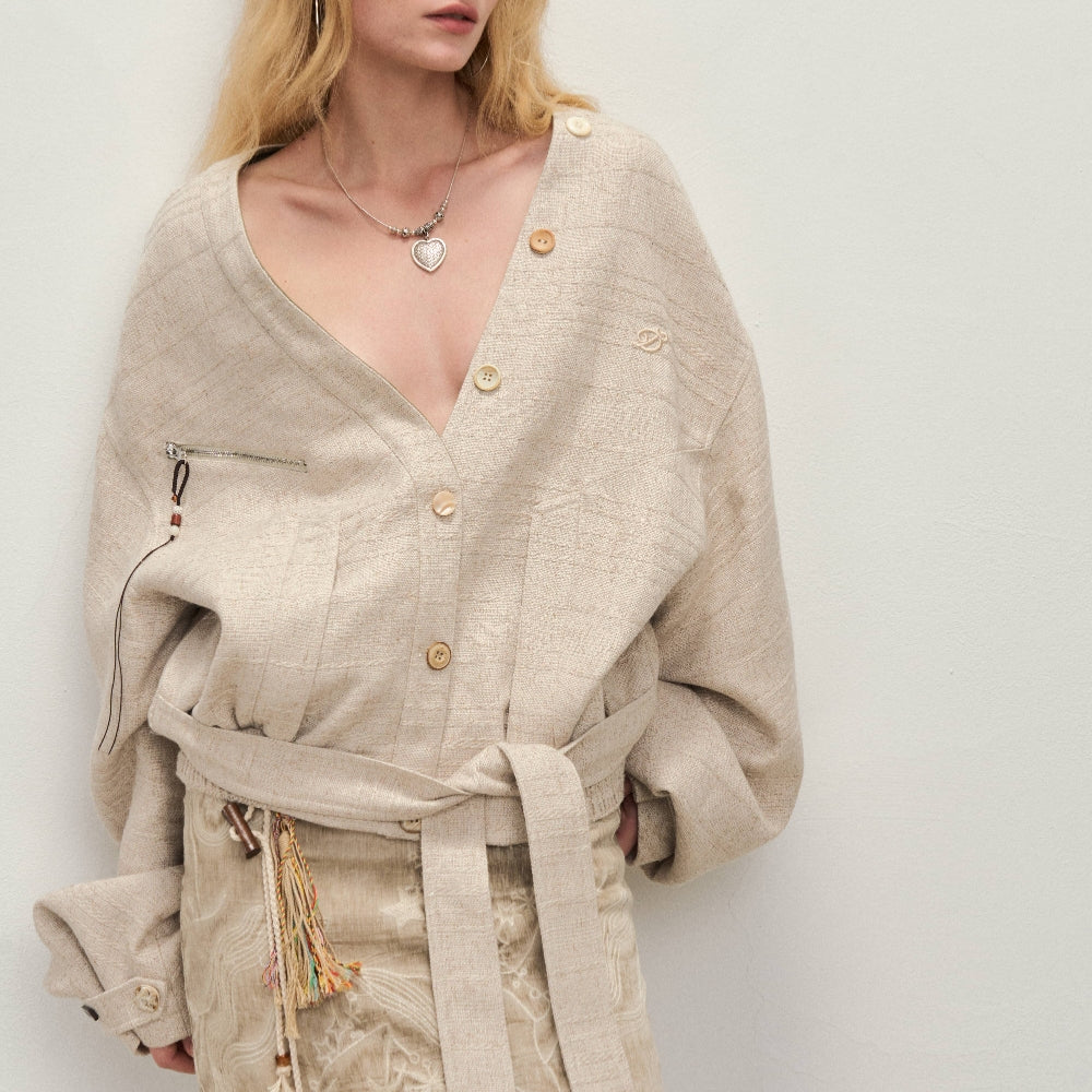 Dpercent丨Same style linen blend, reversible, linen shell color, streamlined cut