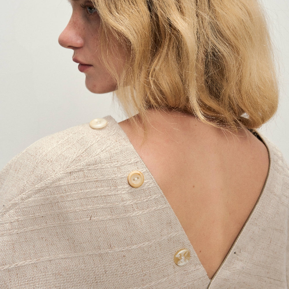 Dpercent丨Same style linen blend, reversible, linen shell color, streamlined cut
