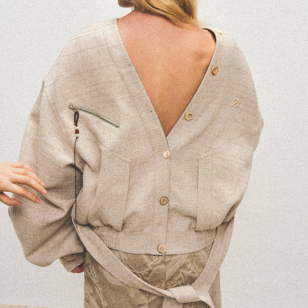 Dpercent丨Same style linen blend, reversible, linen shell color, streamlined cut