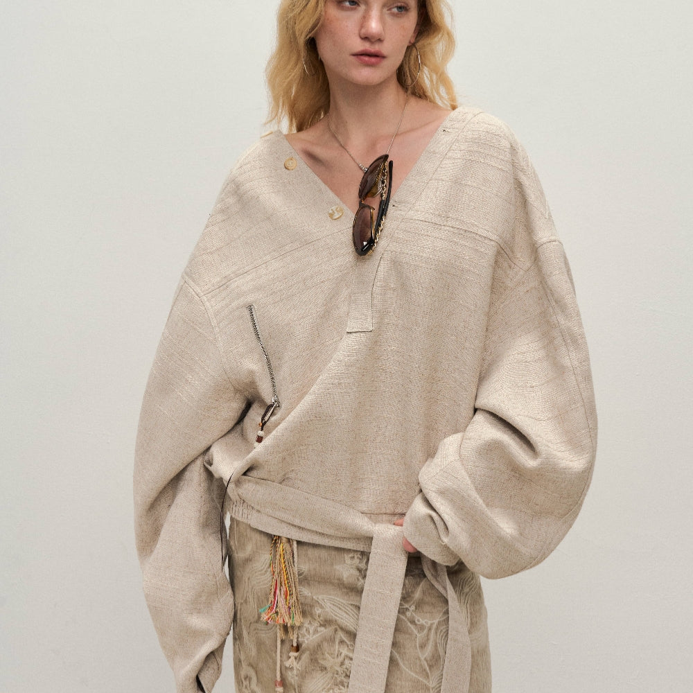 Dpercent丨Same style linen blend, reversible, linen shell color, streamlined cut