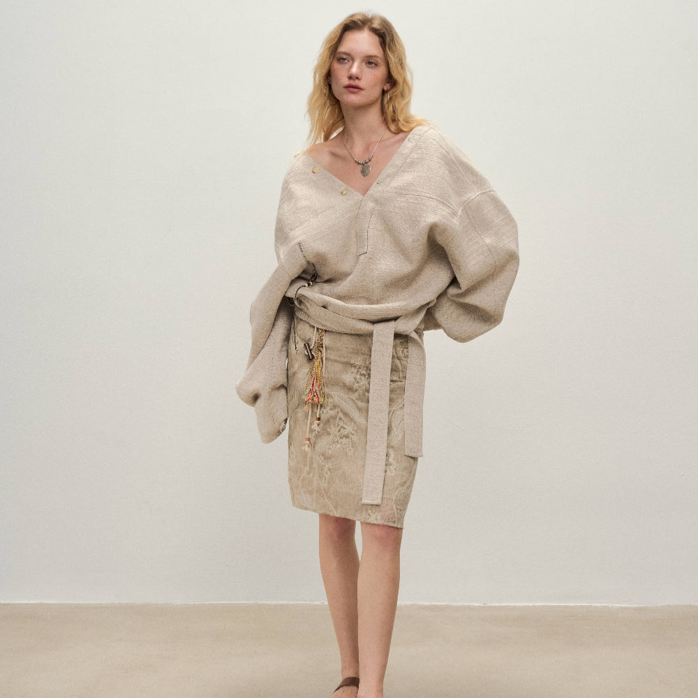 Dpercent丨Same style linen blend, reversible, linen shell color, streamlined cut
