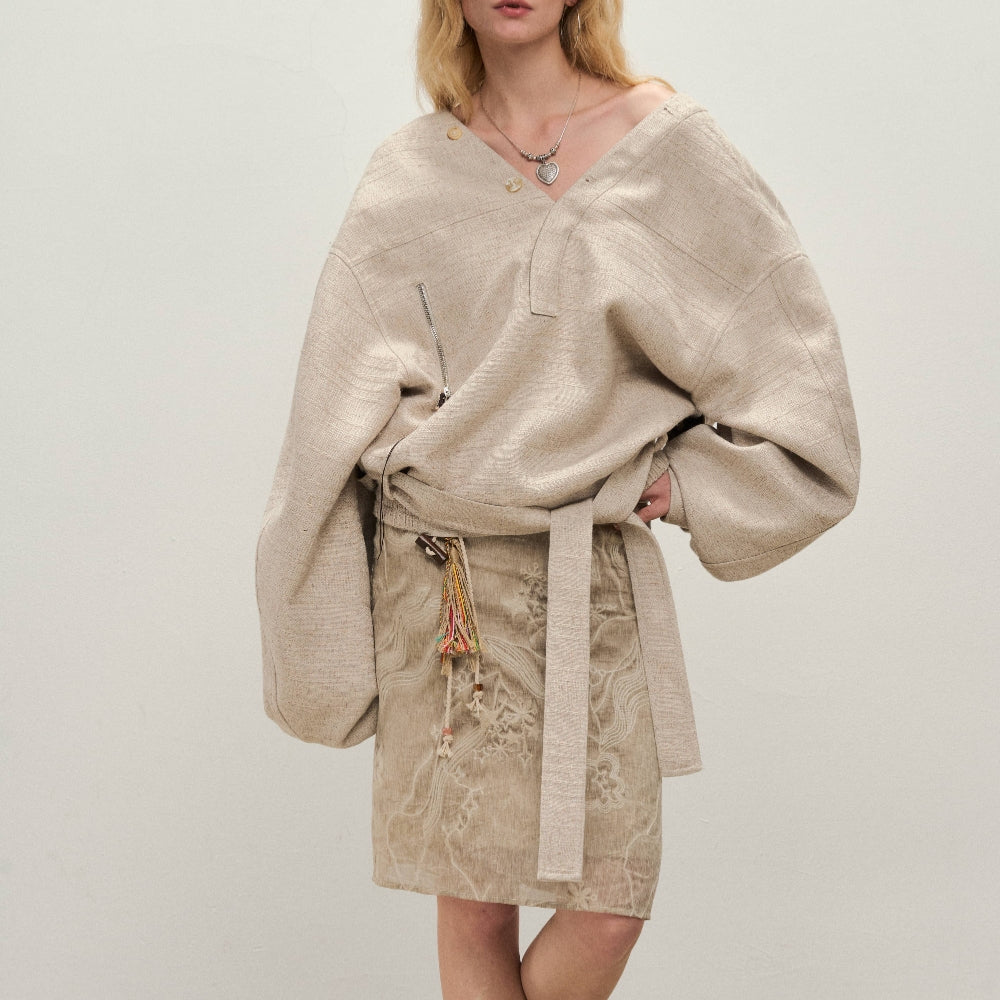 Dpercent丨Same style linen blend, reversible, linen shell color, streamlined cut