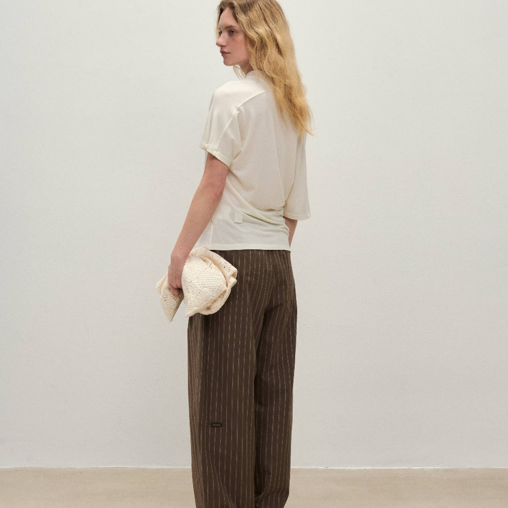 Dpercent丨Tencel light raglan sleeves/slanted shoulder short sleeve T-shirt