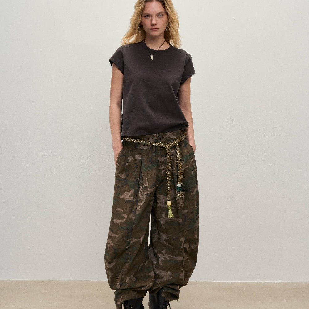Dpercent丨Camouflage wide-leg pants