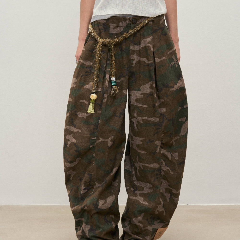 Dpercent丨Camouflage wide-leg pants