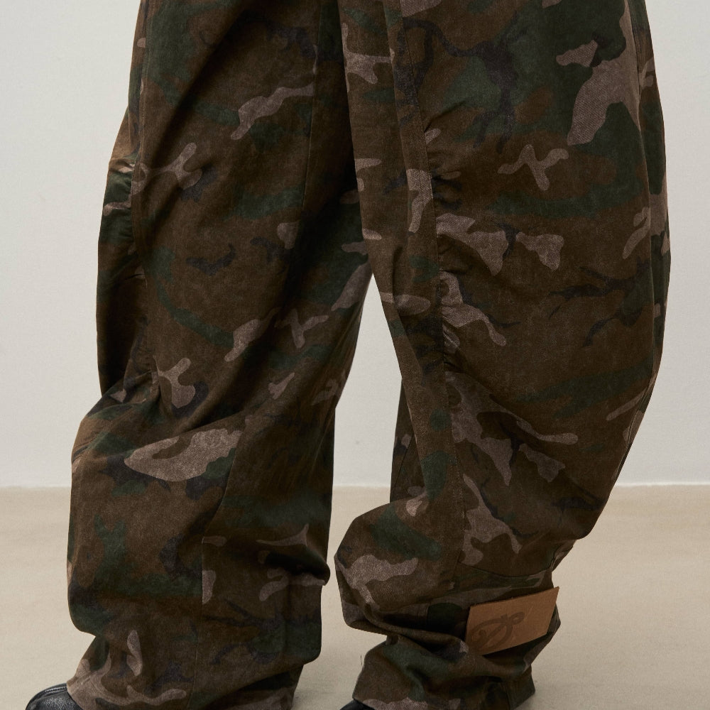 Dpercent丨Camouflage wide-leg pants