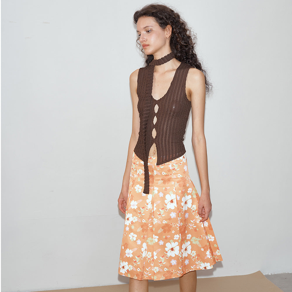 2AM POETRY Orange Floral Skirt