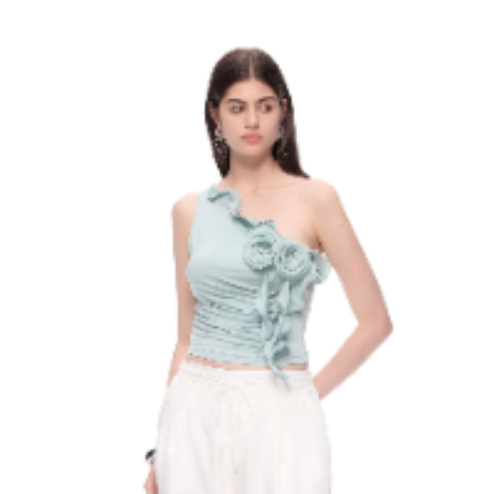 CNLEEWEI Rose Backless Top