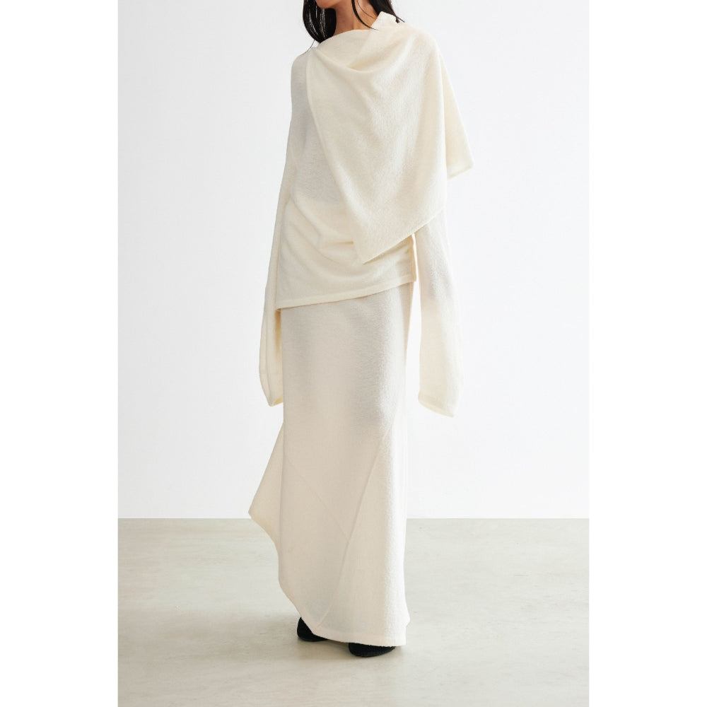 YUEXLIANG Multi-layered fold-over collar asymmetrical grainy fleece sweatshirt