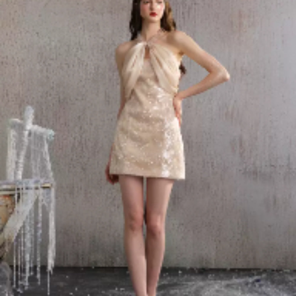 ARTE PURA Beige Sequin Dress