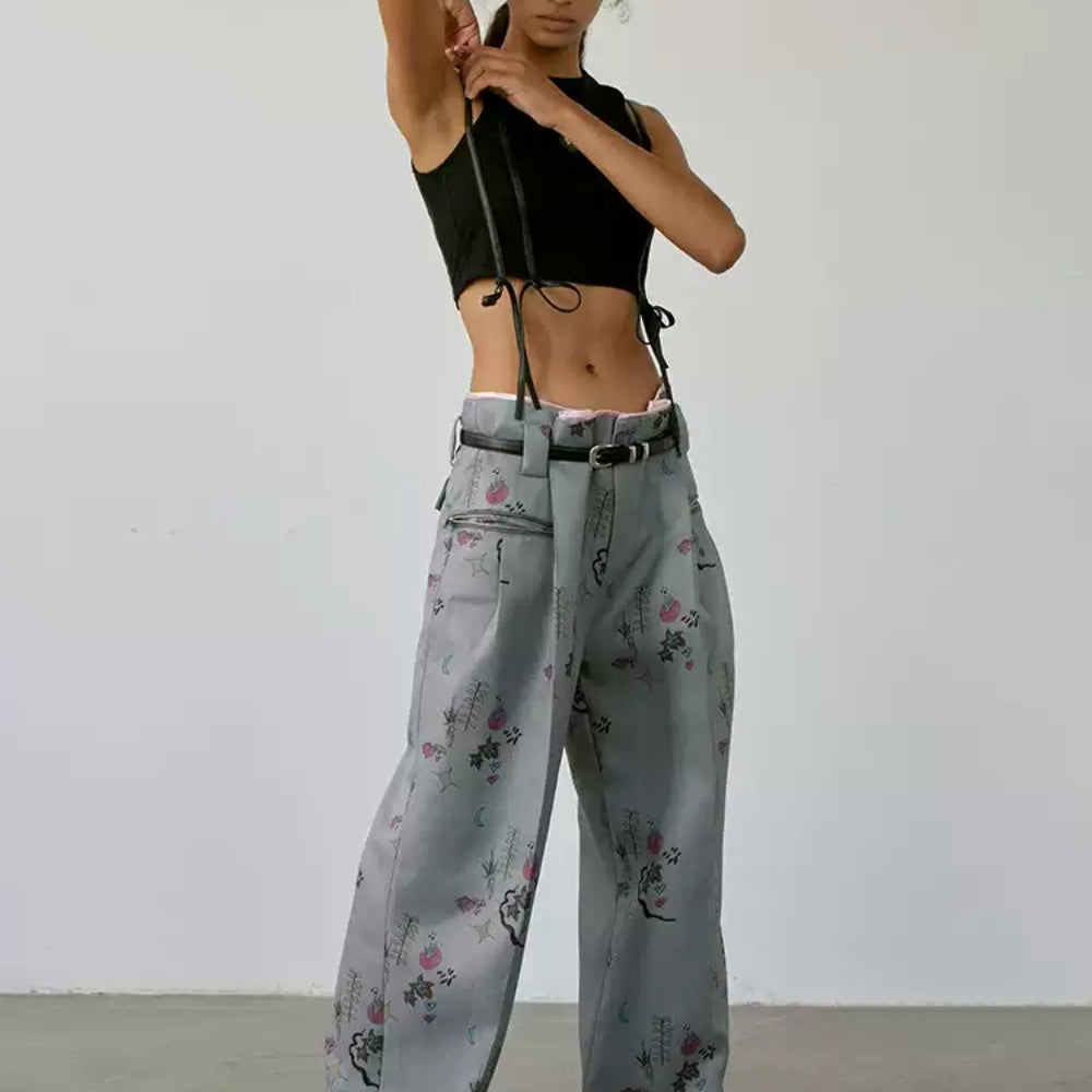 MEDIUM WELL Printed Wide-Leg Pants