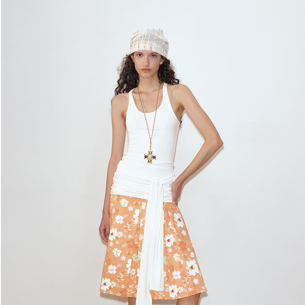 2AM POETRY Orange Floral Skirt
