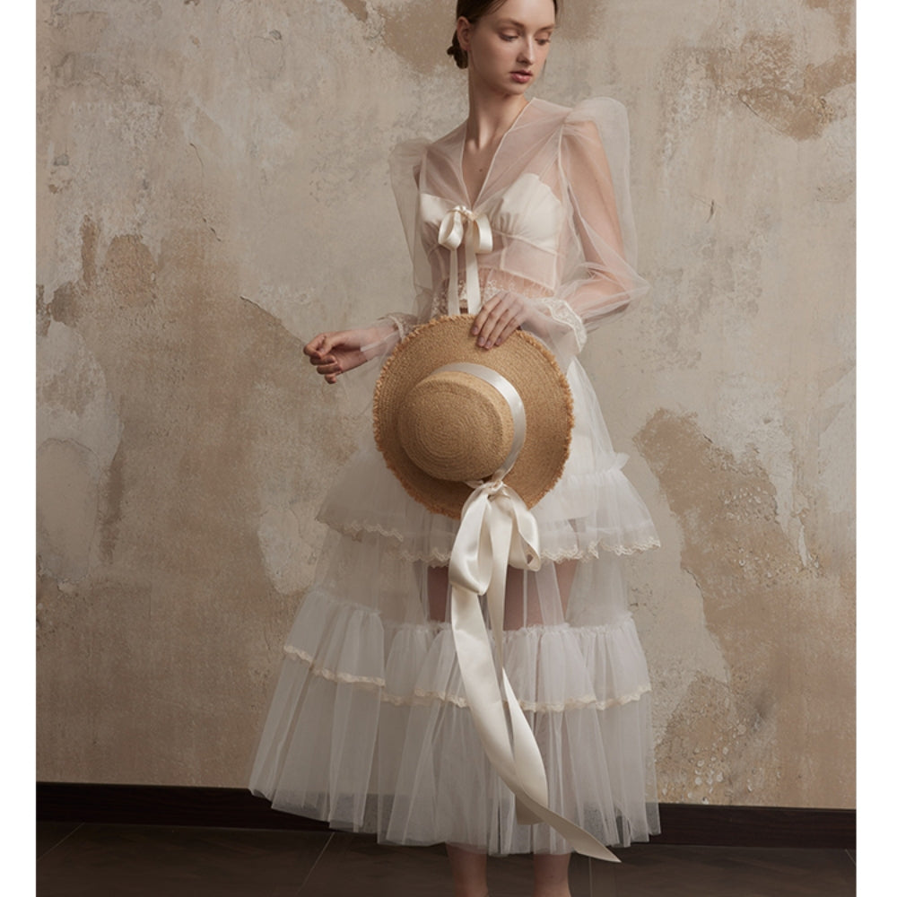 FA SOGNO White Tiered Gown